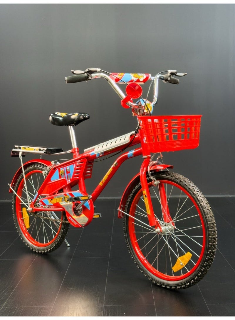 تايجر دراجة أطفال تايجر 20 بوصة مع سلة أمامية وكرسي خلفي – مناسبة للأعمار 6 إلى 10 سنوات - Image 1